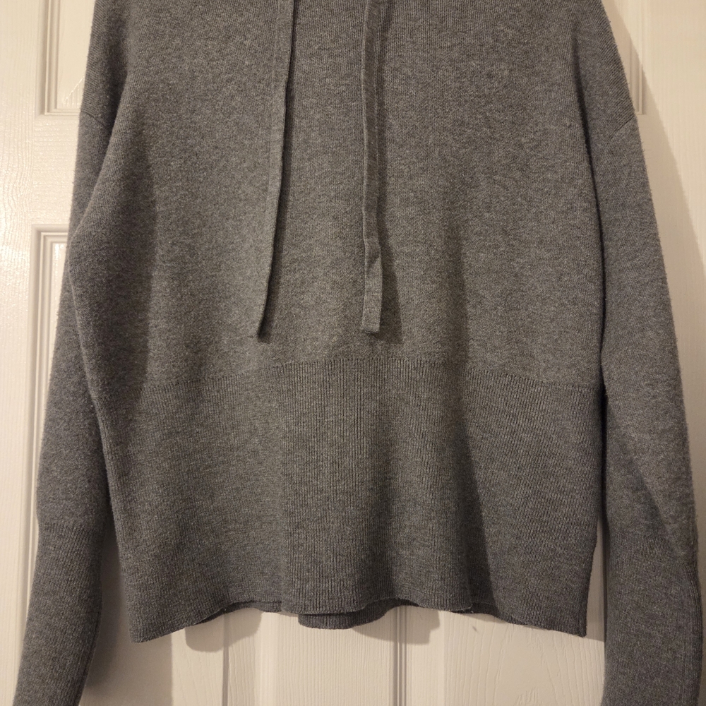 A New Day Charcoal Hooded Knit Sweater Cozy Soft Lounge Pullover Small